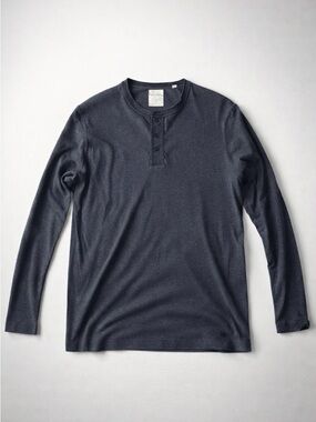 Billy Reid Navy Long Sleeve Henley Shirt